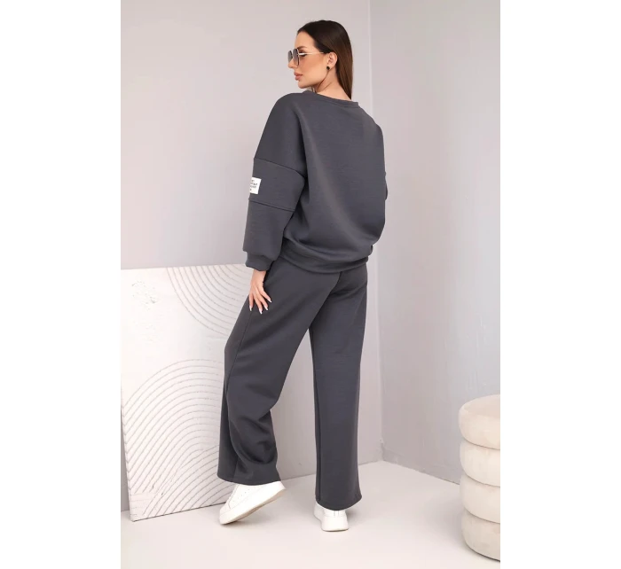 Dámský komplet máslo mikina + kalhoty grafitový
