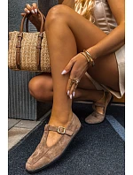 Dámské polobotky s páskem semiš Khaki model 22196374 - Boto