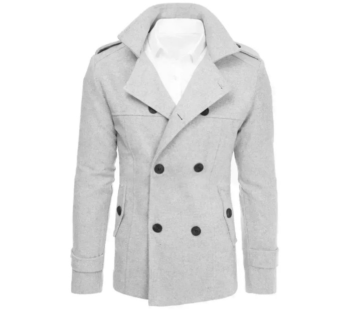 Pánský dvouřadý kabát Dstreet CX0421 světle šedý