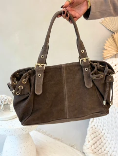 Dámská kožená semišová kabelka Ovelia – tmavě béžová