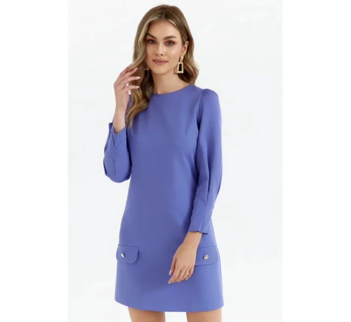 Dámské trapézové šaty model 21748033 Světle fialová - Makover Dámské trapézové šaty model 21748033 Světle fialová - Makover