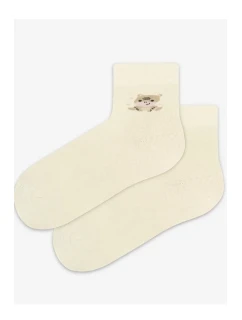 TENKÉ PONOŽKY BARVA 6-11 LET DÍVKY OFF WHITE 30-32