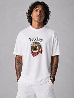 Pánské bavlněné tričko oversize s potiskem bílé FashionStreet NX1002R