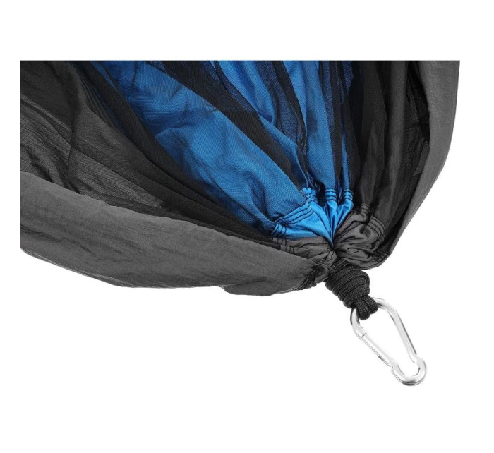 TURISTICKÁ HOUPACÍ SÍŤ PRO 2 OSOBY 270X140CM S MOSKYTIÉROU MODRÁ