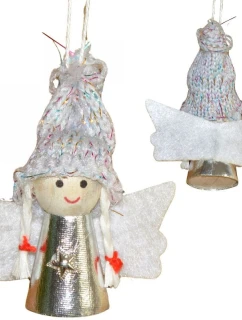 VÁNOČNÍ PŘÍVĚSEK ANDĚL STŘÍBRNÝ 7CM