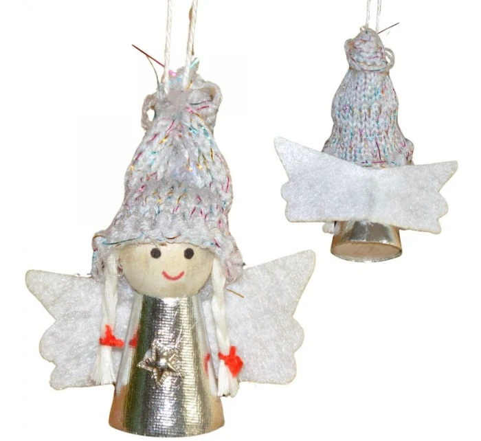 VÁNOČNÍ PŘÍVĚSEK ANDĚL STŘÍBRNÝ 7CM