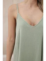 Mušelínové šaty na ramínka světlá khaki