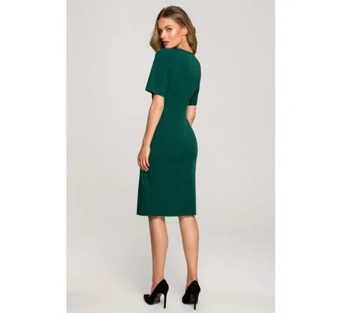 S317 Pouzdrové šaty s dvojitým předním dílem - zelené S317 Pouzdrové šaty s dvojitým předním dílem - zelené