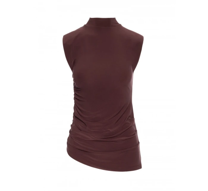 M890 Souprava s projmutým topem a širokými kalhotami - hnědá