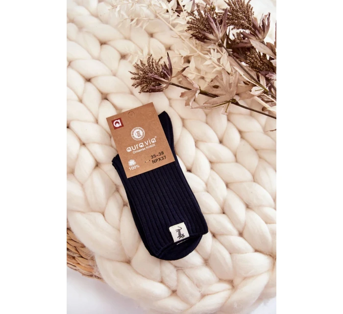 Dámské žebrované ponožky bez tlaku námořnická modrá Dámské žebrované ponožky bez tlaku námořnická modrá