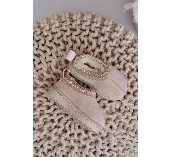 Dětské kotníkové sněhule na platformě s kožíškem Vilabria – světle béžové