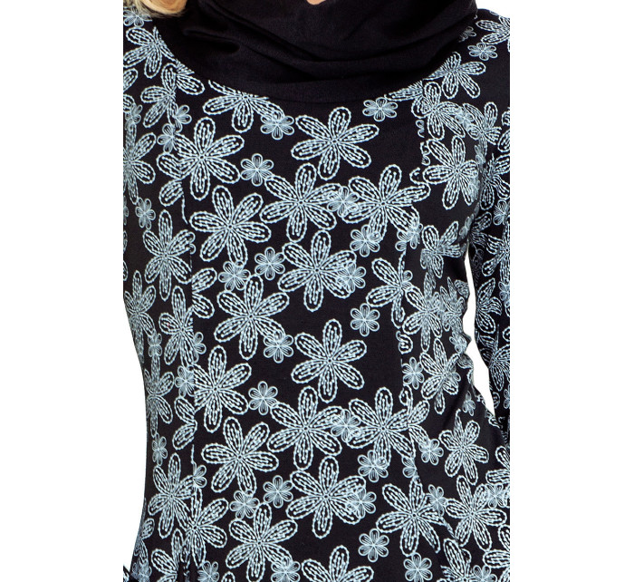 Dámské volnočasové šaty NUMOCO s dlouhým rukávem a rolákem krátké černé - Černá / S - Numoco