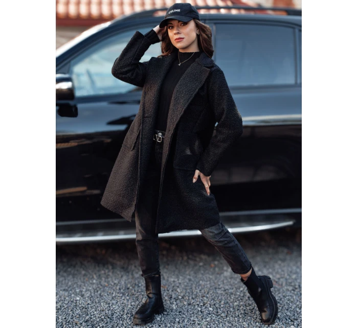 Dámský oversize dlouhý kabát BARALITE z jehněčí kůže černý FashionStreet NY0709