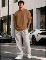 Pánské bavlněné basic oversize velbloudí tričko FashionStreet RX5685 Pánské bavlněné basic oversize velbloudí tričko FashionStreet RX5685