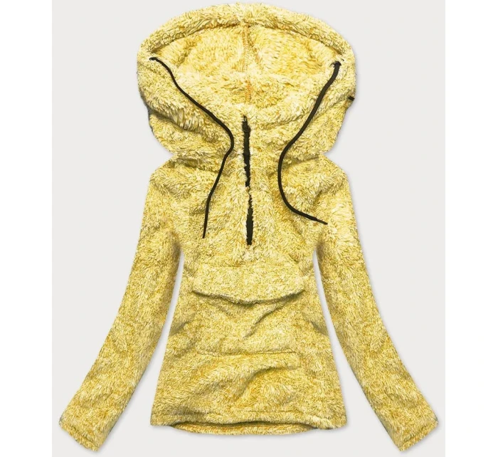 Žlutá melanžová plyšová dámská mikina model 15512678 - J.STYLE