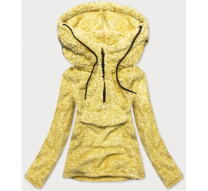 Žlutá melanžová plyšová dámská mikina model 15512678 - J.STYLE