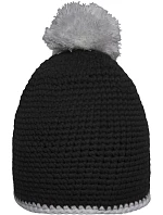Daiber MB 7964 Háčkovaná čepice s kontrast. lemem a bambulí 03.7964 black/light grey