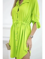 Šaty se zapínáním na knoflíky a zavazováním v pase zelený model 20527867 - K-Fashion Šaty se zapínáním na knoflíky a zavazováním v pase zelený model 20527867 - K-Fashion