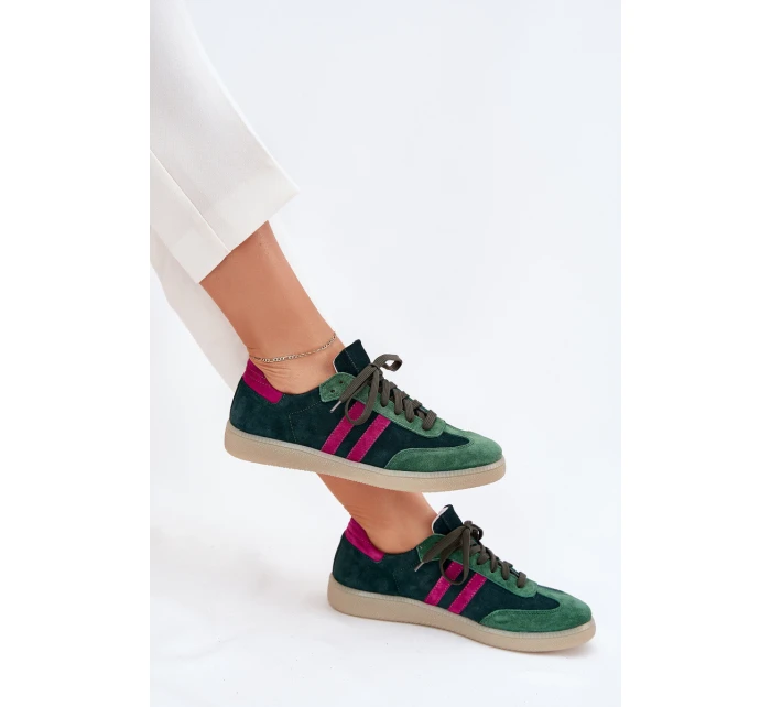 model 21703126 Semišové Nízké Dámské Tenisky Tmavě Zelené - Zazoo model 21703126 Semišové Nízké Dámské Tenisky Tmavě Zelené - Zazoo