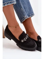 Eko Semišové Mokasíny Dámské S Dekorativní Broží Černé Valiana Eko Semišové Mokasíny Dámské S Dekorativní Broží Černé Valiana
