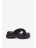 dámské pantofle na platformě s pásky Černé model 22037707 - Boto