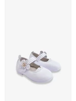 Dětské kožené baleríny s květem bíle Cobi