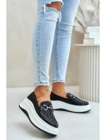 Kožené Dámské Mokasíny Na Platformě S Ozdobou Vinceza Černé