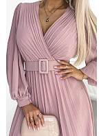 Plisované šaty 414-2 KLARA starorůžové - Numoco