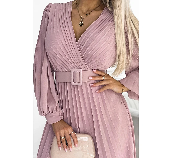 Plisované šaty 414-2 KLARA starorůžové - Numoco