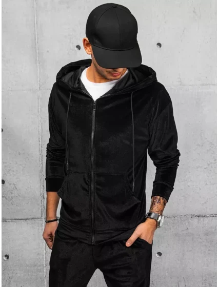 Pánská černá velurová mikina FashionStreet BX5544