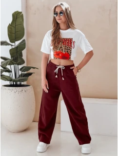Dámské tepláky se širokými nohavicemi DRESMOOD PREMIUM bordó FashionStreet UY2688