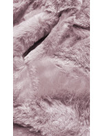 Dámská bunda - kožíšek v pudrově růžové barvě s kapucí (BR9741-81)