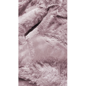 Dámská bunda - kožíšek v pudrově růžové barvě s kapucí (BR9741-81)