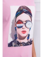 Dámská grafická halenka pudrově růžová Dámská grafická halenka pudrově růžová