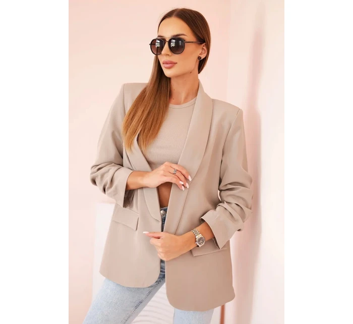 Sako s klopami elegantní tmavě béžové Sako s klopami elegantní tmavě béžové
