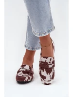 Loafersy Mokasyny Dámské Ploché V Látách Hnědo-Bílé Soreline Loafersy Mokasyny Dámské Ploché V Látách Hnědo-Bílé Soreline