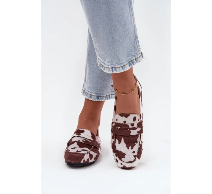 Loafersy Mokasyny Dámské Ploché V Látách Hnědo-Bílé Soreline Loafersy Mokasyny Dámské Ploché V Látách Hnědo-Bílé Soreline
