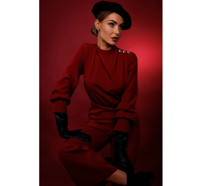 M879 Kombinéza se stojáčkem - bordó M879 Kombinéza se stojáčkem - bordó