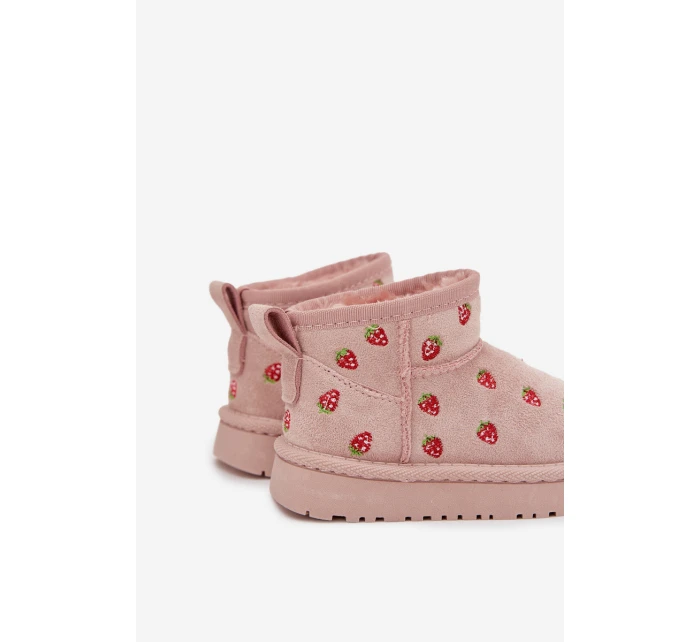 Dětské sněhule s jahůdkami Gracina – růžové Dětské sněhule s jahůdkami Gracina – růžové