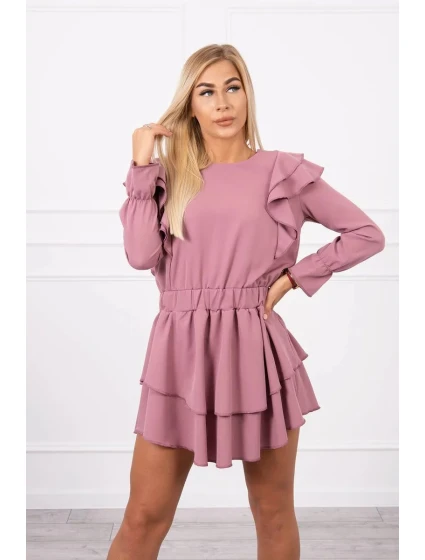 Dámské šaty se volány tmavě růžové  model 20298086 - Kesi