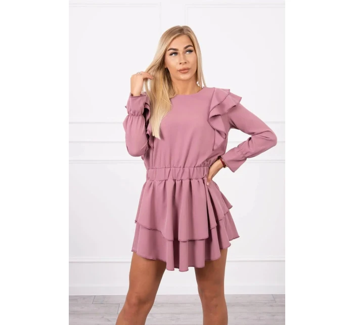 Dámské šaty se volány tmavě růžové  model 20298086 - Kesi