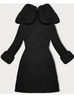 Černá prošívaná zimní bunda s kožešinovou podšívkou l 21248850 - WAY MODE