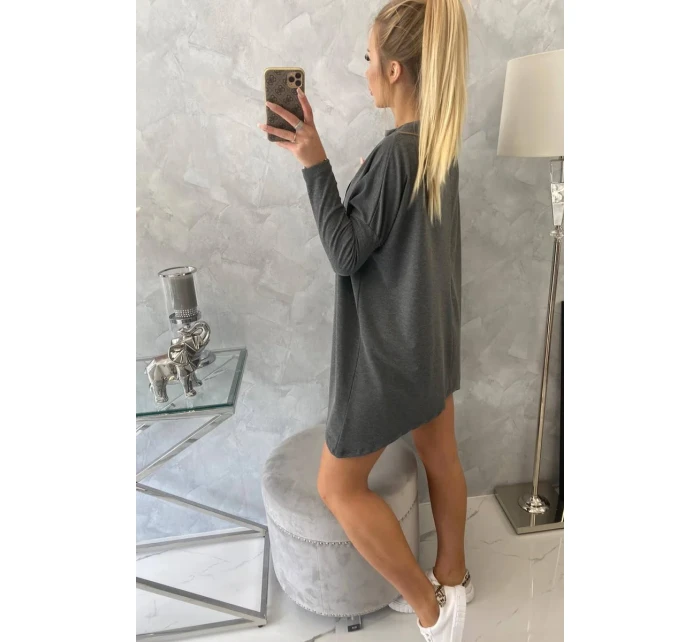 Oversize mikina s asymetrickými boky grafitová