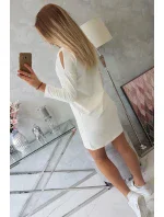 Šaty s 3D grafikou, krajka v barvě ecru