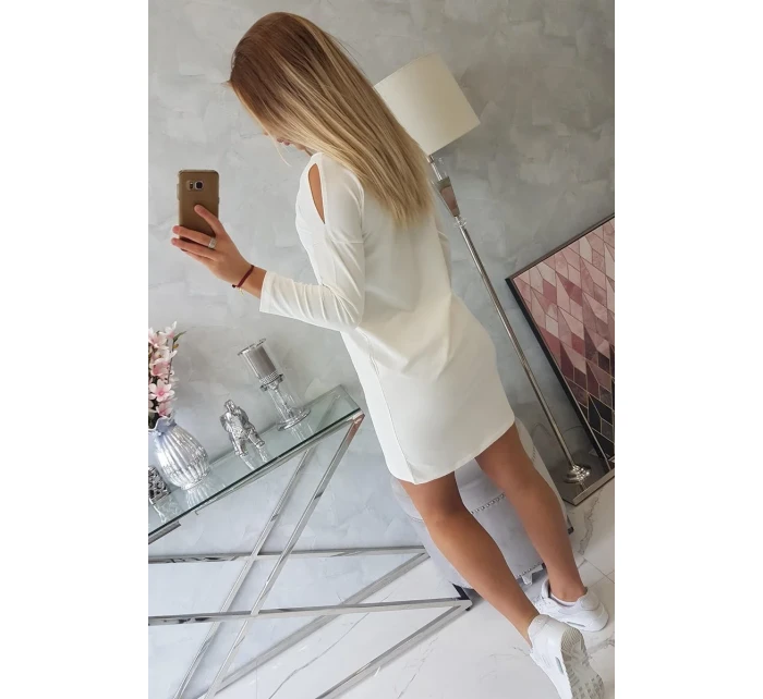 Šaty s 3D grafikou, krajka v barvě ecru