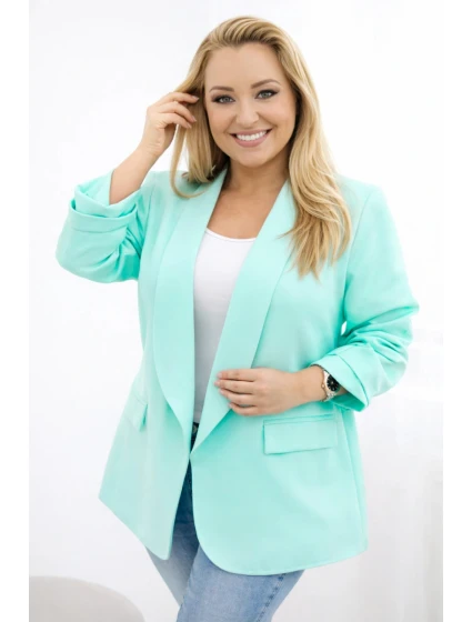 Dámská sako Plus Size elegantní světle mátová