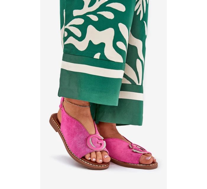 Ploché sandály s ozdobou růžové model 21685700 - Boto Ploché sandály s ozdobou růžové model 21685700 - Boto