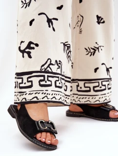 Ploché Sandály S Dekorací Eko Semiš Černé Lilria