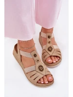 Dámské Sandály Na Klínu S Ozdobami Béžové model 21702188 - Inblu