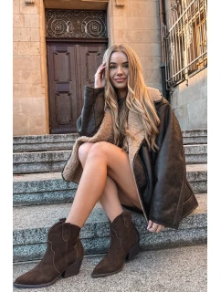 Nakopávací dámské kožené boty z přírodního semiše čokoládové Beretta